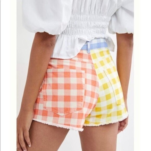 Farm Rio Anthropologie Multicolor gingham shorts M - Picture 9 of 9